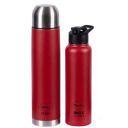 Pigeon by Stovekraft Therminox Stark Plus Vacuum Insulated Flask 1000ml Red + INOX Hydra Red 900ml Bottle Combo, (Red)...