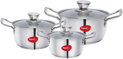 Pigeon Conical Casserole 3 Piece Set Induction Bottom Cookware Set  (Stainless Steel, 3 - Piece)