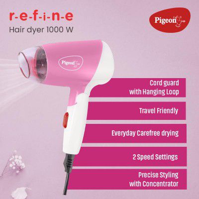 Pigeon Hair Dryer | 1000 Watts | 2 Speed & Temperature (Hot/Cool)
