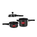 Pigeon Hard Anodised Pressure Cooker Combo (14413) 2 Litre and 3 Litre, Induction Base Outer Lid Pressure Cooker, Black...