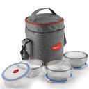 Pigeon Healthy Fresh High Borosilicate Microwavable Lunch Box Set (Set of 3, 400 Ml Each) ...