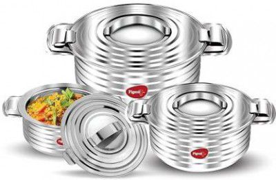 Pigeon Hot Serving Casserole Set of 3 (500ml,1000ml,1500ml), Lid Lock for easy carrying Pack of 3 Thermoware Casserole Set  (3000 ml)