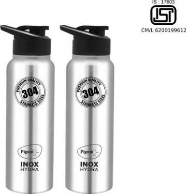Pigeon Inox Hydra 700 ml Bottle  (Pack of 2, Black, Steel/Chrome, Steel)