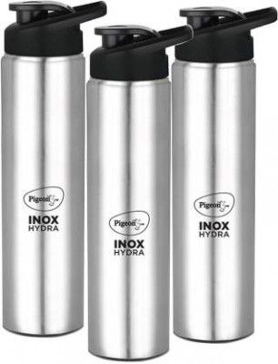 Pigeon Inox Hydra 700 ml Sipper (Pack of 3, Black, Steel/Chrome, Steel)
