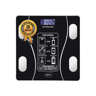 Pigeon Ivory Smart BMI Weighing Machine for Body Weight with 18 Body Parameters Sync, Black, 180 Kg
