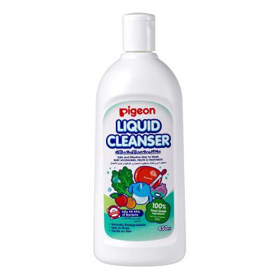 Pigeon Liquid Cleanser Bottle,Cleanser for Nursing Product,PH Friendly,No Added Color,No Added Alcohol,Natural Cleanser for baby feeding bottle,food bowls,feeding accessories,fruits and vegitables,450