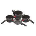 Pigeon Master Chef Non-Stick Aluminium Cookware Set Non-Induction Base Includes (3 Sauce Pan - 1 L, 1.5 L & 3 L, Fry Pan) - 4 Piece (Black)...