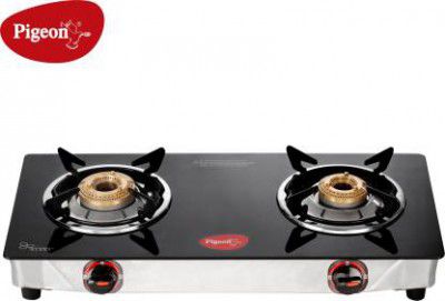 Pigeon 2 Burner Glass Cooktop Glass Manual Gas Stove  (2 Burners)