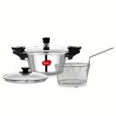 Pigeon Stainless Steel All in One Super Cooker Pro 3 litre with Pressure Cooker Outer Lid, Glass lid and Deep Frying Basket (14942)...