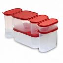 Pigeon - StakBox Plastic Storage Container for Kitchen With Airtight Lids 6 Pieces - Ruby Red...