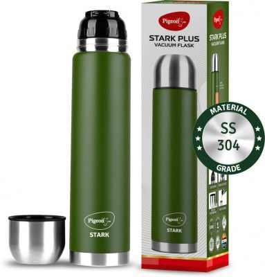 Pigeon Stark Plus Olive 24 Hrs Hot & Cold Therminox Vaccum Insulated, 1000 ml Steel Flask