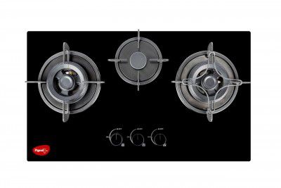 Pigeon Twinspark Hob 3 Burner Multi Spark Integrated Auto Ignition With Forged Burners - Black