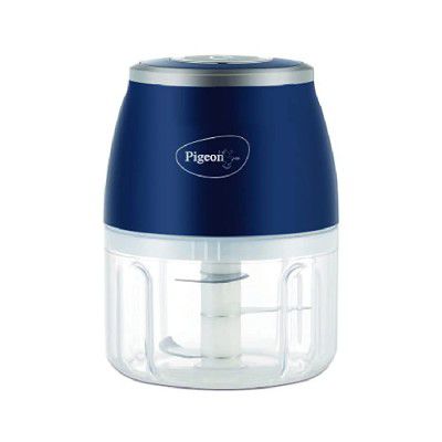 Pigeon Zoom Electric Chopper 250 ml, Portable with 3 Stainless Steel Blades for Effortlessly Chopping Vegetables and Fruits - Blue