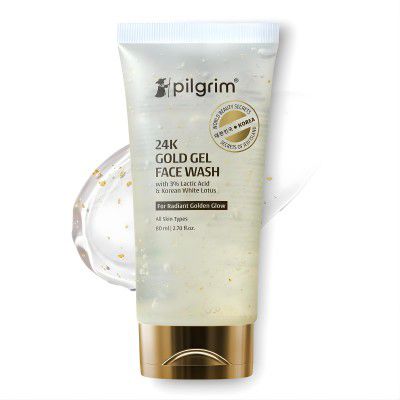 Pilgrim 24k Gold Gel Facewash with Korean White Lotus & Lactic Acid - 80ml