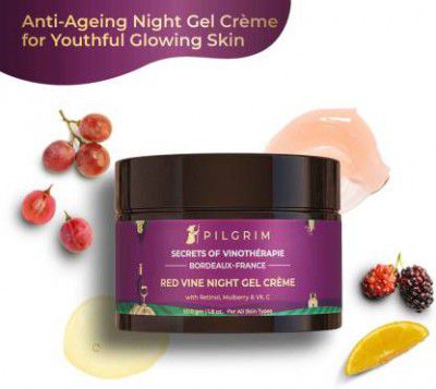 Pilgrim Anti Ageing Red Vine Night Gel Creme with Retinol For Glowing Skin  (8 g)