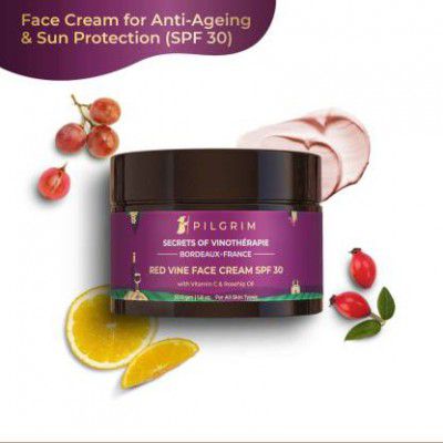 Pilgrim Red Vine Face Cream SPF 30 with Vitamin C & Rosehip Oil For Anti Ageing  (8 g)