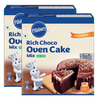 Pillsbury Oven Cake Mix, Rich Choco (Egg Free), 270 gm x Pack of 2, 540 gm