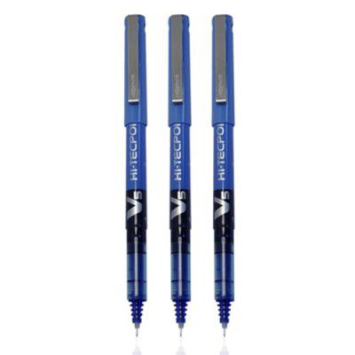 Pilot V5 Liquid Ink Roller Ball Pen -Blue (Pack of 3), (9000014710)
