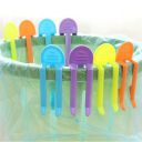 Pindia Random Color Set of 4 Plastic Anti-Slip Fixation Clip Holder for Waste Basket Garbage Bin Clamp...