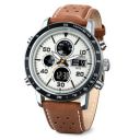 PINDOWS Watches for Men, Outdoor Digital Analog Leather Wristwatch Multifunctional LED Backlight, Alarm Stopwatch Calendar....