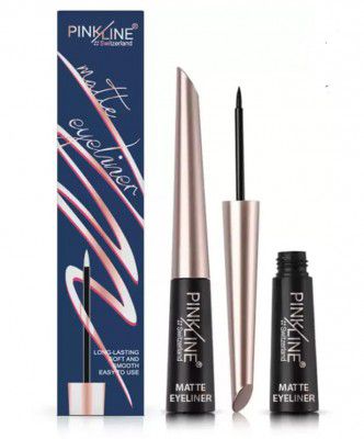 PINK-LINE Liquid Pen Eyeliner Shimmery Finish No-Skip Eyeliner | Satin Finish | Long Lasting Waterproof Eyeliner | Smudge Resistant 1.8ML (1001-AUTO)
