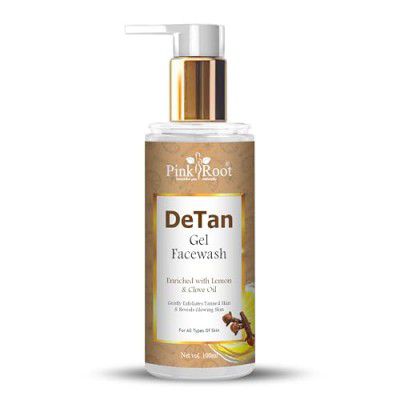PINK ROOT De Tan Facewash Improves Skin Clarity - Deep Pore Cleansing Helps Remove Blackheads & Reduce Acne For Men, Women & Teens (De-Tan 100ml)