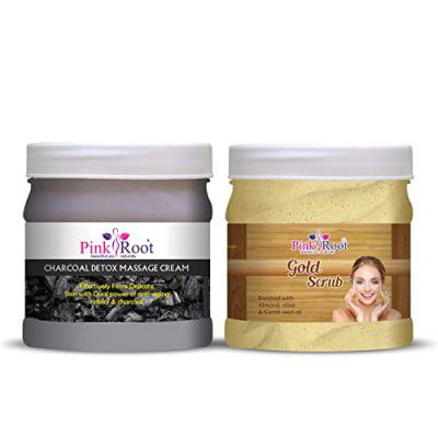 Pink Root Gold Scrub 500gm with Charcoal Cream 500gm