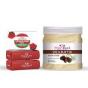 Pink Root Natural Rose Soap 100gm (Pack Of 3) with Shea Butter Scrub 500ml...