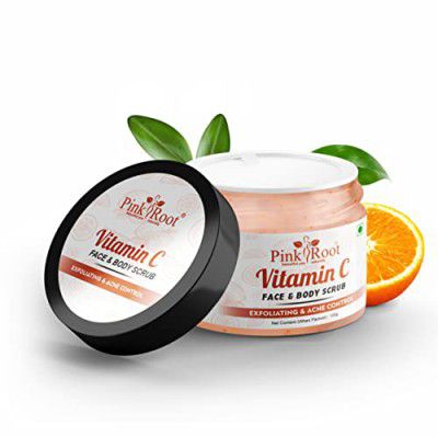 Pink Root Vitamin C Scrub for face & body, Deep Cleansing Exfoliating Face Scrub, Brightening Facial Scrub for All Skin Types – 100gm