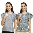 Pinkmint Combo Top's for Women Stylish Ruffle Trim Petal Sleeve Tops (Pack of 2)...