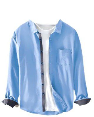 Pinkmint Men Cotton Soild Spread Collar Long Sleeve Shirt Formal Wear Purple