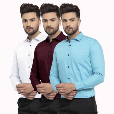 Pinkmint Men's Combo Shirt Cotton (Pack of 3)
