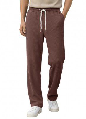 Pinkmint Men's Poly Lycra Ribbed Relaxed Fit Stretchable & Comfortable Trouser