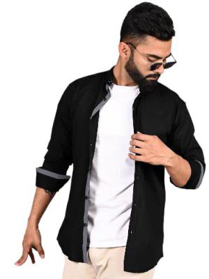 Pinkmint Shirt for Men Cotton Spread Collar Button Down Long Sleeve Shirt Home, Regular, Home (Pack of 1)