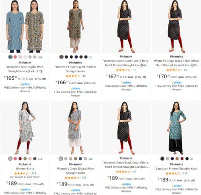 Pinkmint Women's Kurtas Up to 88% Off