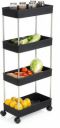 Pinkwhale 4 Compartments Plastic, Stainless Steel Storage Trolly  (Black)...