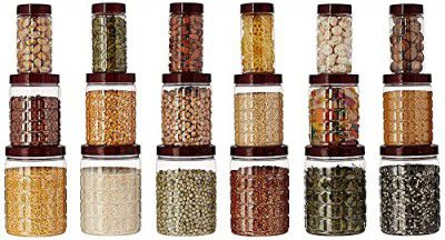 Pinkwhale New Classic Jar Container Set of 18 1200 ml 600 ml 300 ml Transparent Plastic