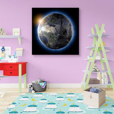 Pitaara Box Globe Earth Map, Nasa | Unframed Canvas Painting for Bedroom & Living Room | 42 x 42 inch (107 x 107 cms)