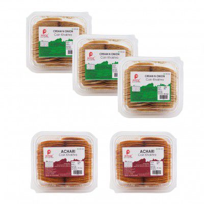 Pitoz Coin Khakhra- (5 Packs of 200gm Each) 2 Achari