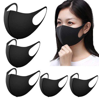 Pitreshwar Black Face Mask Covers with Elastic Ear Loop Cover Full Face Anti-Dust, Washable, Breathable, and Reusable Mask for Unisex (Pack of 3, Without Valve)