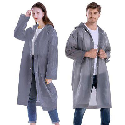 Pivalo EVA Waterproof Rain Coat Hooded Outdoor Water Resistant Suit Portable Men and Women (1 Pc, Grey)