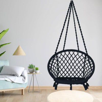 Pivalo Hanging Swing Chair Rope Hammock Cotton Jhula with Accessories 120kg  (Pack of 1, Black)