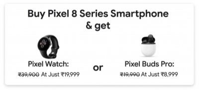 Pixel Watch at ₹19999 with Google Pixel 8 Series Phone