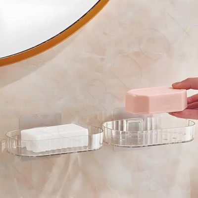 PIXERDOT Pack of 2 Bathroom Soap Holder for Wall, Kitchen Sink Soap Holder 