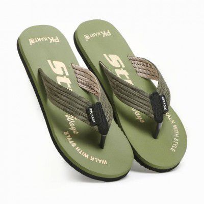 PKKART Men Flip Flops  (Green , 7)