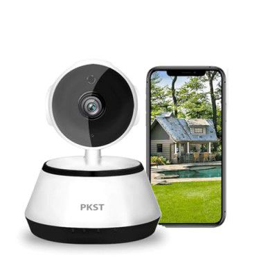 PKST 1080p Wireless CCTV Smart Security Camera Recording with 360 Degree Watch Live Streaming Night Vision Function Motion Sensor Alarm Detector 2 Way Audio & Video Communication (Q6)