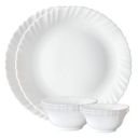 Larah by Borosil Plain White Silk Series Opalware Dinner Set | 6 Pieces for Family of 2...