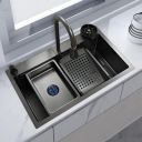 Plantex 304 Grade 36 x 20 x 9 Inch kitchen sink With In-build Pull-Down Faucet and Rainfall Mode/multifunction sink/basin for kitchen/All In One Kitchen Sink Classic SS-Nano Black...