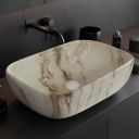 Plantex Ceramic Tabletop Washbasin/Bathroom Basin Sink/Wash Basin (Brown Veins, 18 x 13 x 5.5 Inch)...