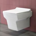 Plantex Commode for Toilet/Ceramic Western Toilet/Square Wall Hung Commode with Soft Closing Toilet Seat - P Trap Outlet - (White)...